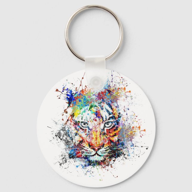 Tiger Abstract Art Painting Key Ring (Front)