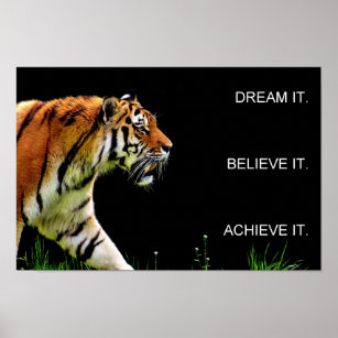 tiger achievement motivational quote poster