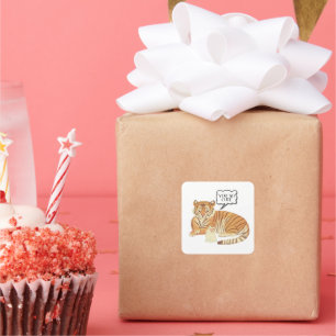  Tiger and Bunny Friendship – Cute Animal Illustra Square Sticker