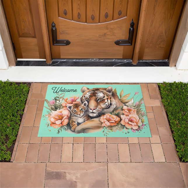 Tiger and Cub  Doormat (Outdoor)