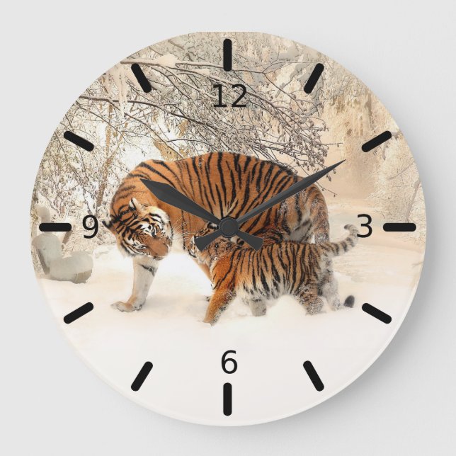 Tiger And Cub Large Clock (Front)