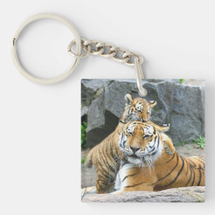 Tiger And Cub Love Key Ring