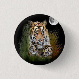 Tiger and Cubs 3 Cm Round Badge