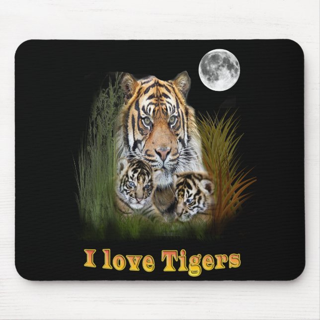 Tiger and cubs art mouse pad (Front)