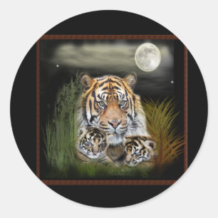 Tiger and cubs classic round sticker