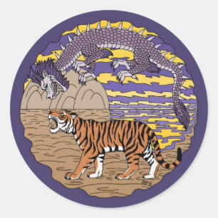 Tiger and Dragon Classic Round Sticker