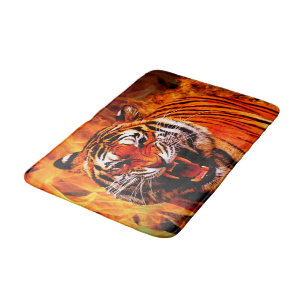 Tiger and Flame Bath Mat