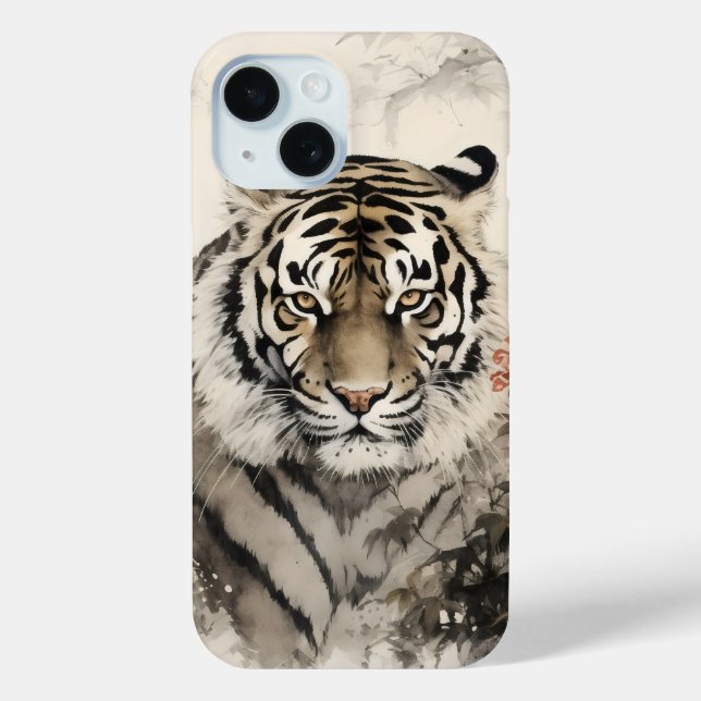 Tiger and Flowers Case-Mate iPhone Case (Back)