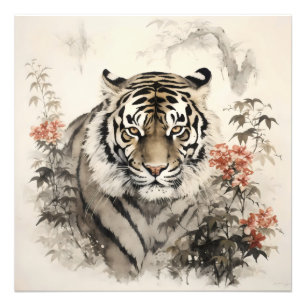 Tiger and Flowers Photo Print