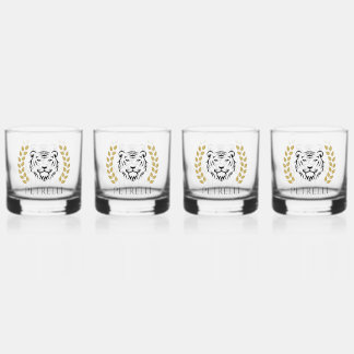 tiger and Laurels Whiskey Glass