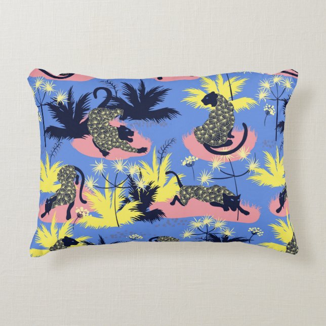 Tiger and leopard pattern geometric style design decorative cushion (Front)