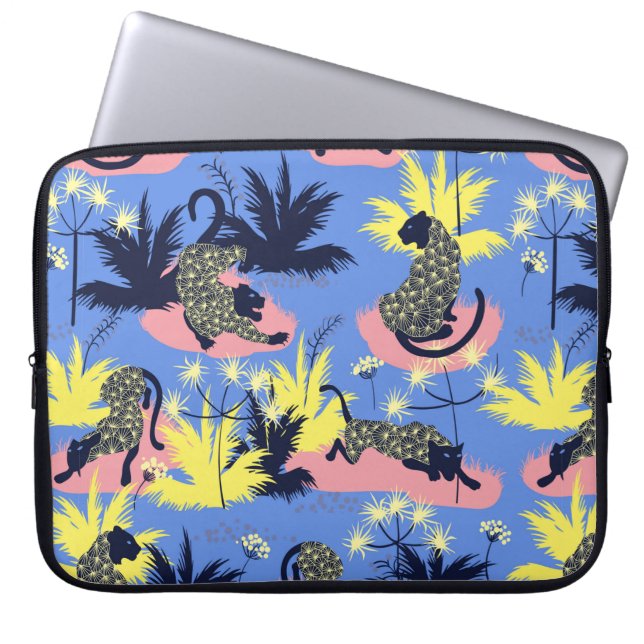 Tiger and leopard pattern geometric style design laptop sleeve (Front)