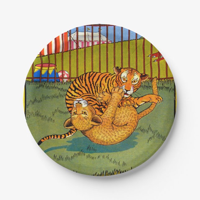 tiger and leopard wrestling paper plate (Front)