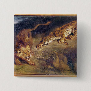 Tiger and Lion 15 Cm Square Badge