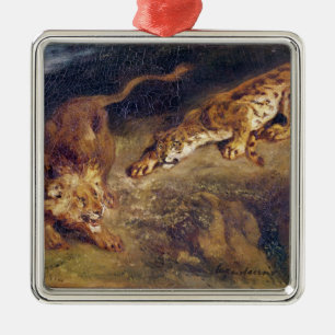 Tiger and Lion Metal Tree Decoration