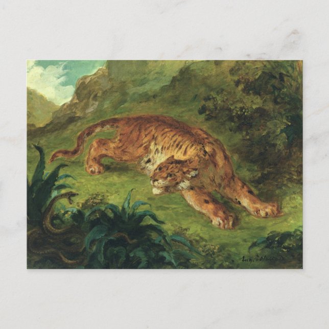 Tiger and Snake, 1858 Postcard (Front)