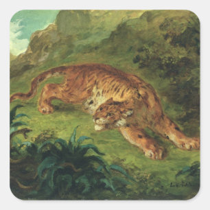 Tiger and Snake, 1858 Square Sticker