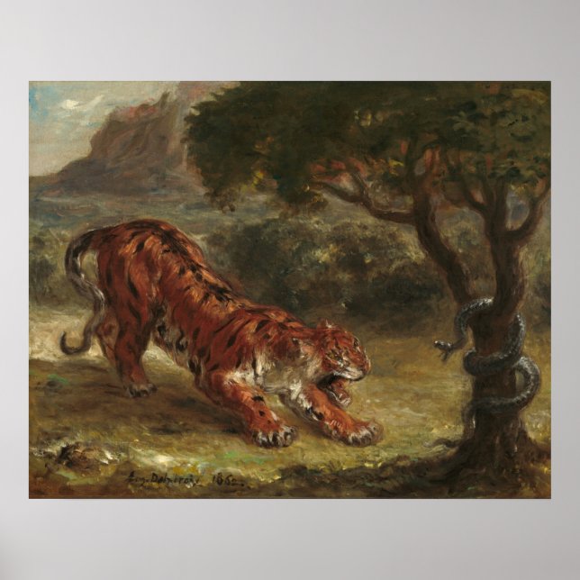 Tiger and Snake - Eugène Delacroix Fine Art Poster (Front)