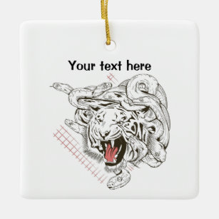 Tiger and snakes ceramic ornament