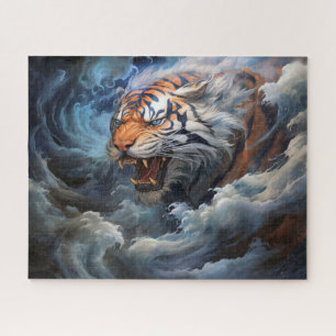 Tiger And Storm Surreal Fantasy Art Jigsaw Puzzle