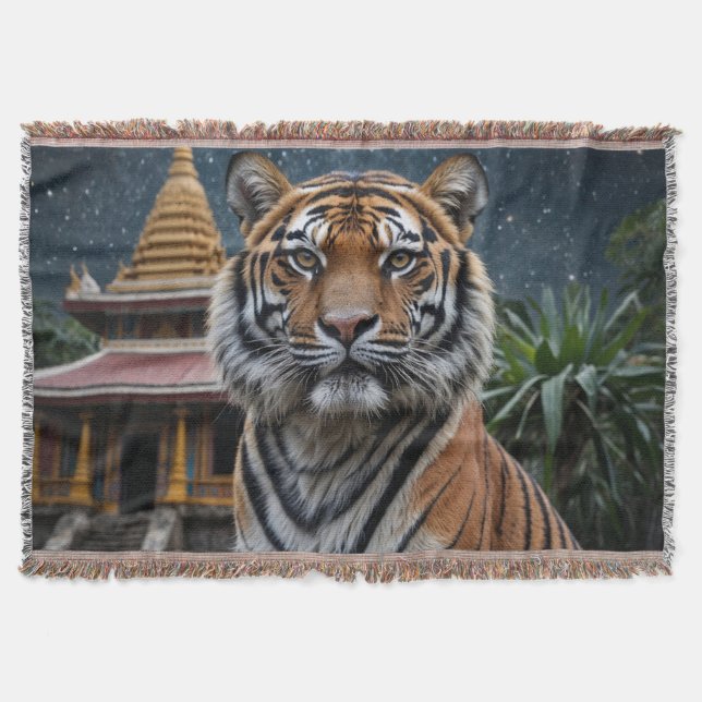 Tiger and Temple Throw Blanket (Front)