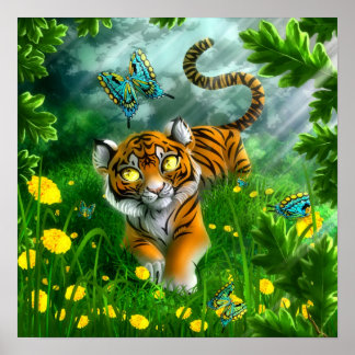 Tiger and the butterflies poster