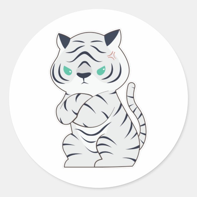 Tiger angry classic round sticker (Front)