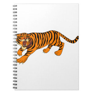 Tiger Animal Angry Roar Roaring Mammal Big Cat Notebook