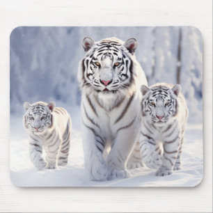Tiger Animal Family Wandering Nature Out Mouse Pad
