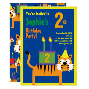 Tiger Animal Kid's Birthday Party Invitations