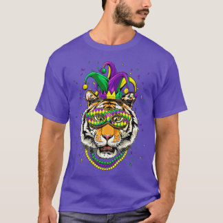 Tiger Animal Lover Cute Mardi Gras Carnival Jester T-Shirt