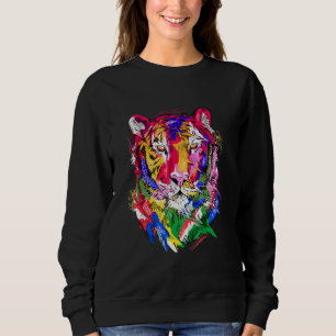 Tiger animal motif, colourful animal print art sweatshirt