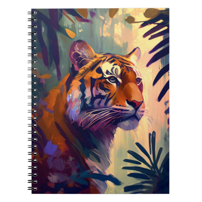 Tiger Animal Portrait Painting Wildlife Outdoors  Notebook (Front)