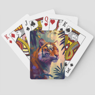 Tiger Animal Portrait Painting Wildlife Outdoors  Playing Cards