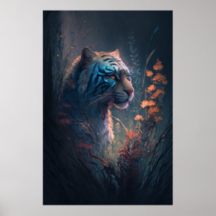 Tiger Animal Portrait Painting Wildlife Outdoors Poster