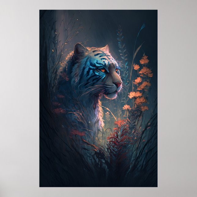 Tiger Animal Portrait Painting Wildlife Outdoors Poster (Front)