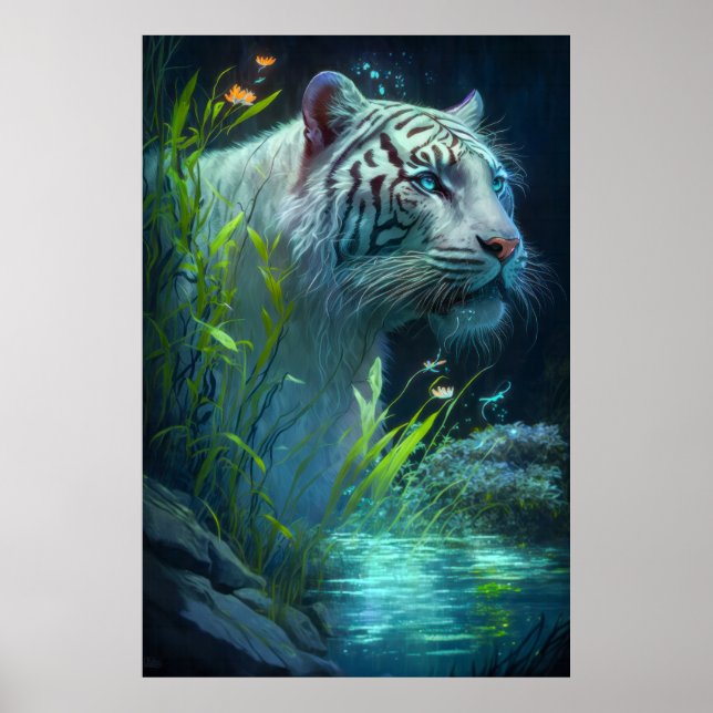 Tiger Animal Portrait Painting Wildlife Outdoors Poster (Front)