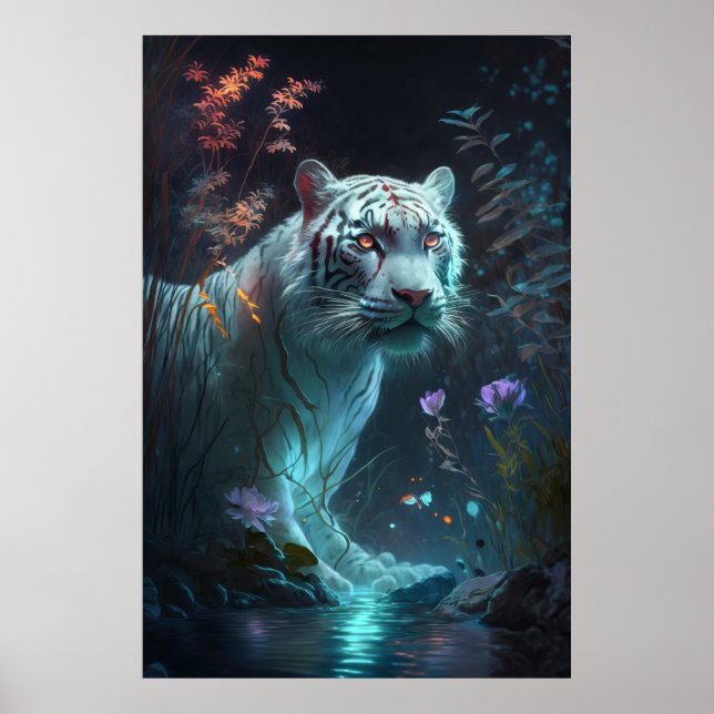 Tiger Animal Portrait Painting Wildlife Outdoors Poster (Front)