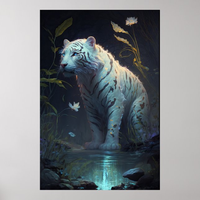 Tiger Animal Portrait Painting Wildlife Outdoors Poster (Front)