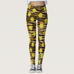 Tiger Animal Print Gold Brown Yellow Pickleball Leggings<br><div class="desc">Take your game up a notch with these fun pickleball leggings featuring yellow pickleballs set against a background of a golden brown and black tiger print pattern.  Great for everyday rec play,  tournament play or just running around town.</div>