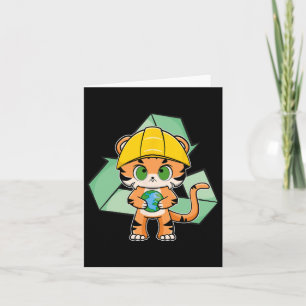 Tiger Anime Cat Earth Day Card