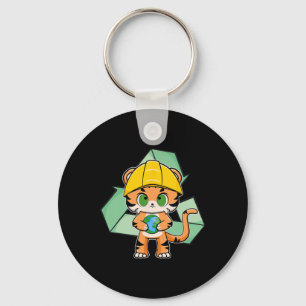 Tiger Anime Cat Earth Day Key Ring