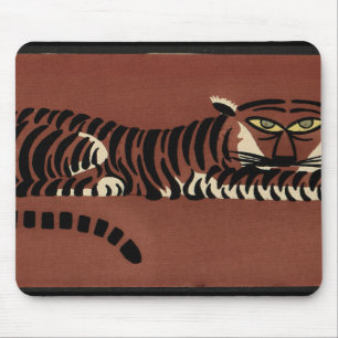Tiger - Antiquarian, Colourful Book Illustration Mouse Pad