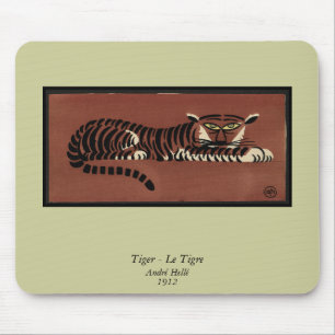 Tiger - Antiquarian, Colourful Book Illustration Mouse Pad
