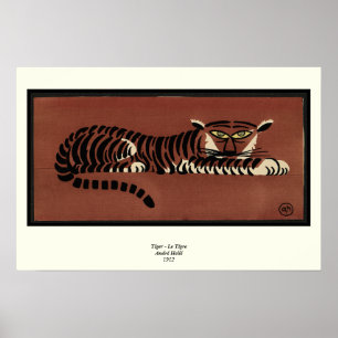 Tiger - Antiquarian, Colourful Book Illustration Poster