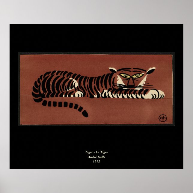 Tiger - Antiquarian, Colourful Book Illustration Poster (Front)