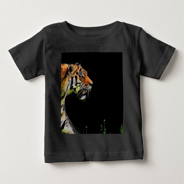 Tiger Approaching - Wild Animal Artwork Baby T-Shirt (Front)