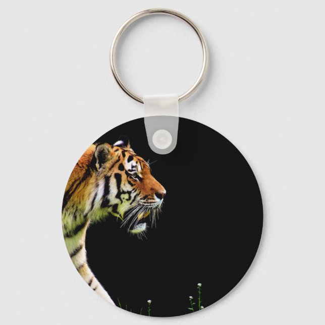 Tiger Approaching - Wild Animal Artwork Key Ring (Front)