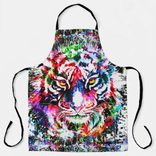 Tiger Apron Colourful Drawing Abstract Art