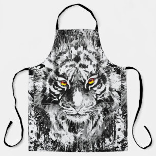 Tiger Apron   Tiger Drawing   Black and white